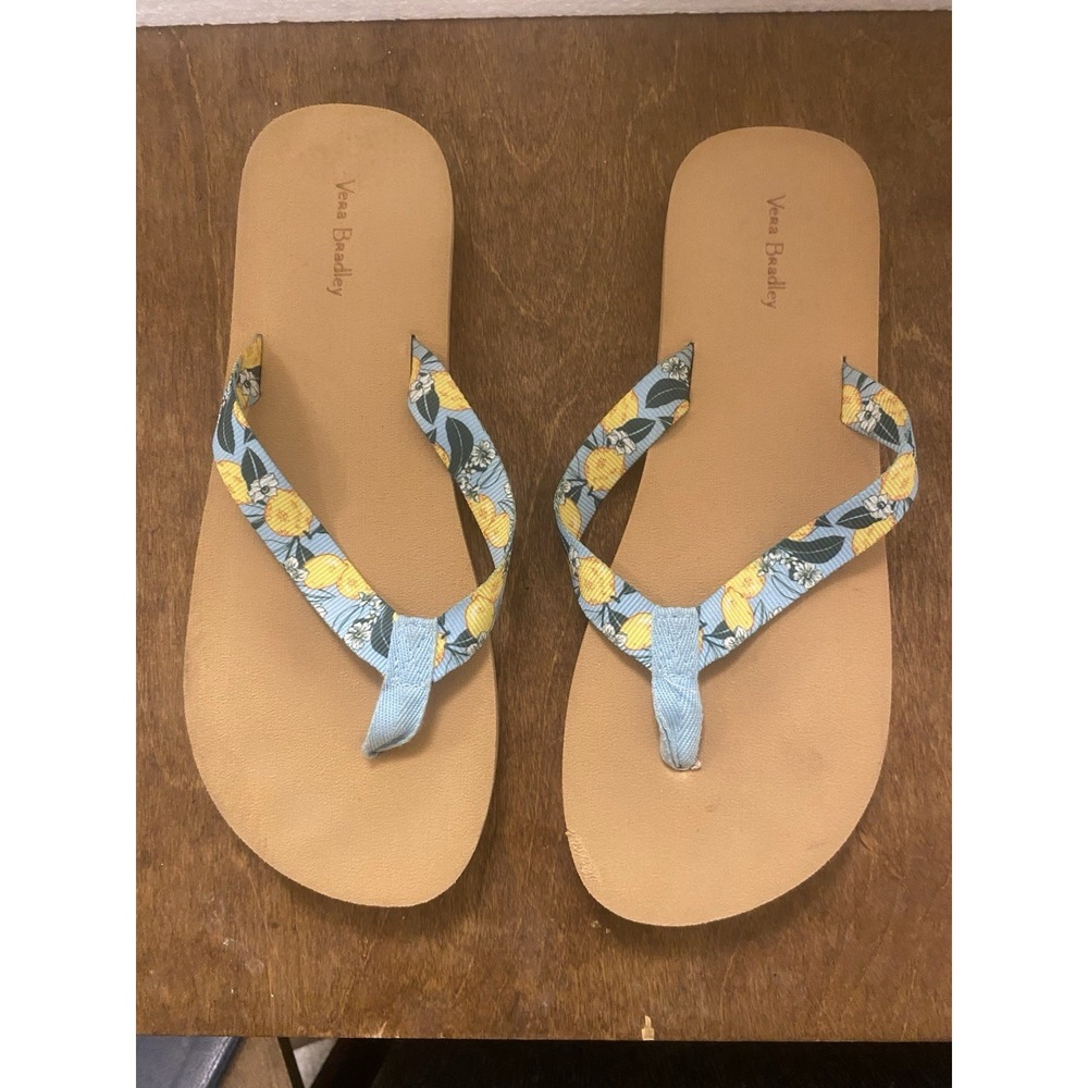 Vera Bradley Women's Webbing Strap Flip Flop Lemon Grove Print 11? See photos